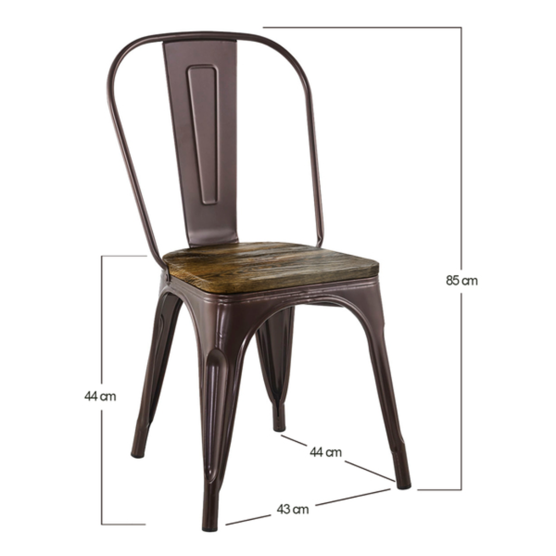 4 Sillas Venus · Asiento de Madera · Industrial · Café