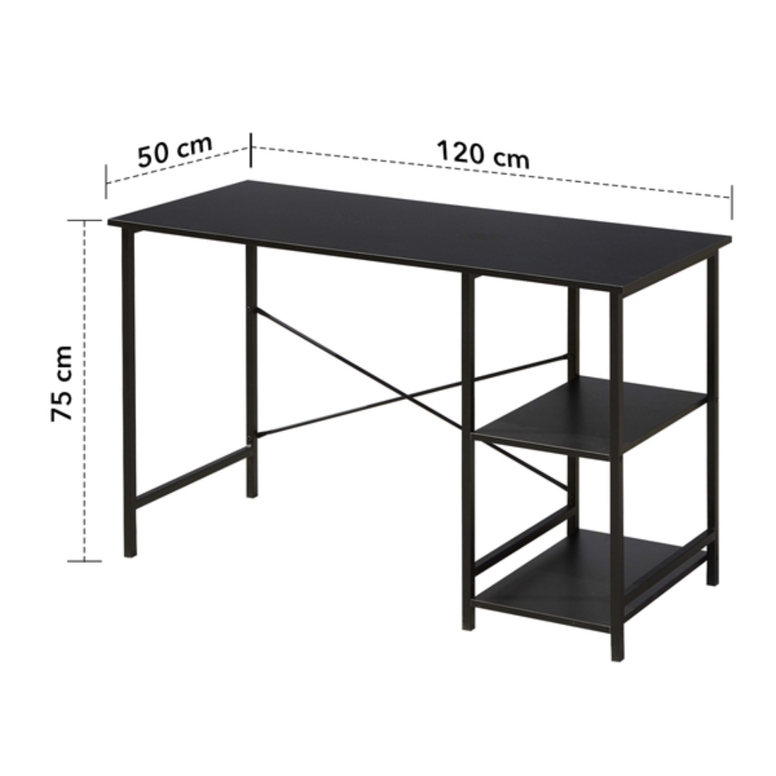 Escritorio con Estante Inferior · Negro