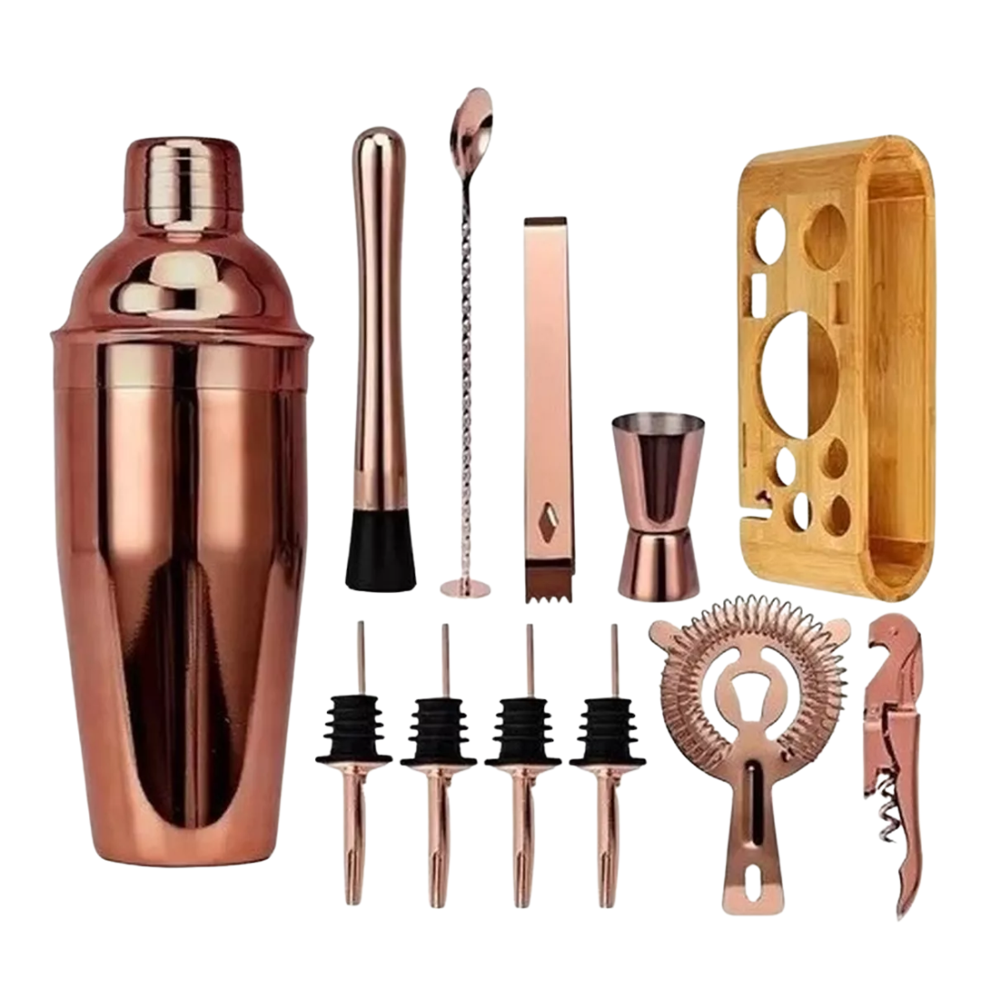 Juego De Coctelera · 12 piezas · Cobre