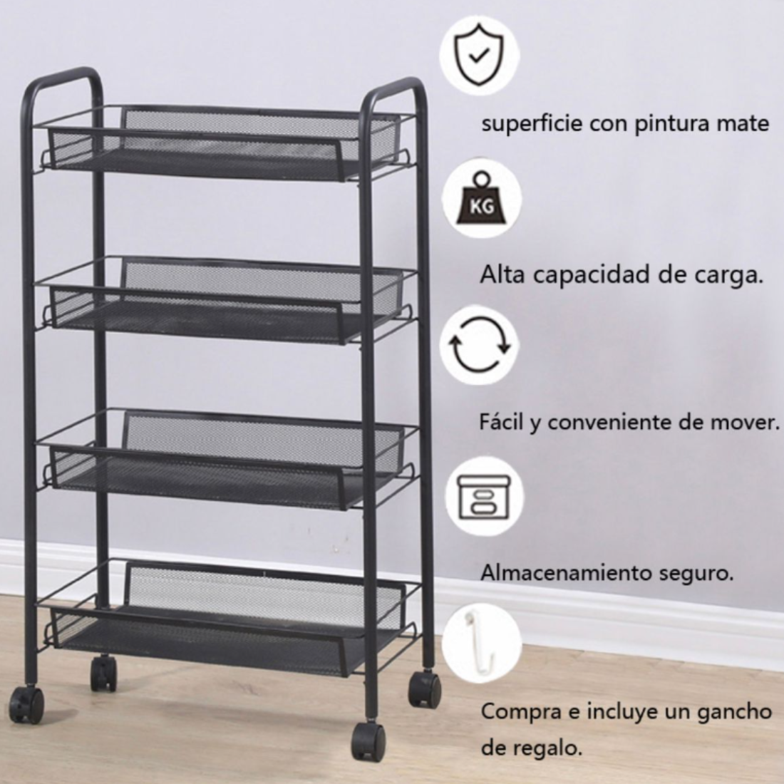 Estante Organizador · 4 niveles · Negro